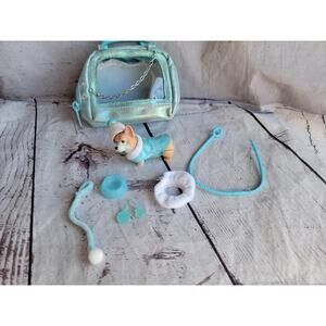 Real Littles Cutie Carries Corgi Puppy Dog Posable Figure W/Carring Case